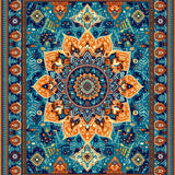 Ultra Soft Area Rug, Non Slip, Stain Resistant, Washable Area Rugs for Living Room, Bedroom, Vibrant Mandala Floral Composition(Blue)