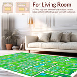Ultra Soft Area Rug, Non Slip, Stain Resistant, Washable Area Rugs for Living Room, Bedroom, Interactive Green City Map Playroom Carpet(Green)