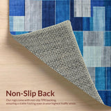 Ultra Soft Area Rug, Non Slip, Stain Resistant, Washable Area Rugs for Living Room, Bedroom, Stylish Modern Blue Tiled Motif(Blue)