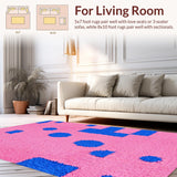 Ultra Soft Area Rug, Non Slip, Stain Resistant, Washable Area Rugs for Living Room, Bedroom, Radiant Soft-Hued Interactive Pattern(Pink)
