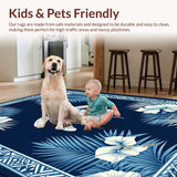 Ultra Soft Area Rug, Non Slip, Stain Resistant, Washable Area Rugs for Living Room, Bedroom, Contemporary Multicolor Coastal Motif(Blue)