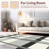 Ultra Soft Area Rug, Non Slip, Stain Resistant, Washable Area Rugs for Living Room, Bedroom, Minimalist Nordic Rug with Alternating Ebony and Ivory Stripe Design(Black)