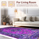 Ultra Soft Area Rug, Non Slip, Stain Resistant, Washable Area Rugs for Living Room, Bedroom, Vintage Floral Lattice Arrangement(Pink)