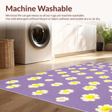 Ultra Soft Area Rug, Non Slip, Stain Resistant, Washable Area Rugs for Living Room, Bedroom, Playful Purple Blossom Pattern(Purple)