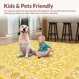 Ultra Soft Area Rug, Non Slip, Stain Resistant, Washable Area Rugs for Living Room, Bedroom, Luxurious Warm Tones Composition(Yellow)