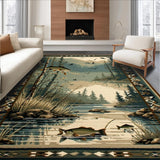 Ultra Soft Area Rug, Non Slip, Stain Resistant, Washable Area Rugs for Living Room, Bedroom, Rustic Nature-Inspired Lodge Aesthetic(Brown)