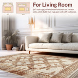 Ultra Soft Area Rug, Non Slip, Stain Resistant, Washable Area Rugs for Living Room, Bedroom, Chic Contemporary Linear Elements(Brown)