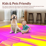 Ultra Soft Area Rug, Non Slip, Stain Resistant, Washable Area Rugs for Living Room, Bedroom, Vibrant Tie-Dye Aesthetic Blend(Yellow)