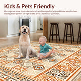 Ultra Soft Area Rug, Non Slip, Stain Resistant, Washable Area Rugs for Living Room, Bedroom, Trendy Minimalist Diamond Textures(Orange)