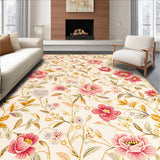 Ultra Soft Area Rug, Non Slip, Stain Resistant, Washable Area Rugs for Living Room, Bedroom, Elegant Soft Floral Elegance(Beige)