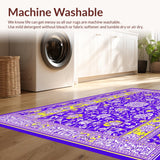 Ultra Soft Area Rug, Non Slip, Stain Resistant, Washable Area Rugs for Living Room, Bedroom, Whimsical Floral Patterned Mat(Purple)