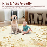 Ultra Soft Area Rug, Non Slip, Stain Resistant, Washable Area Rugs for Living Room, Bedroom, Floral Symphony Beige Vintage Style Area(Beige)