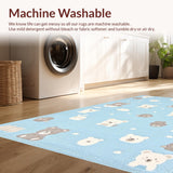 Ultra Soft Area Rug, Non Slip, Stain Resistant, Washable Area Rugs for Living Room, Bedroom, Joyful Animal Friends Concept(Blue)