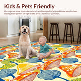 Ultra Soft Area Rug, Non Slip, Stain Resistant, Washable Area Rugs for Living Room, Bedroom, Artistic Retro Nature Pattern(Orange)