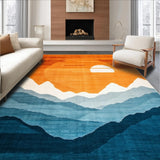 Ultra Soft Area Rug, Non Slip, Stain Resistant, Washable Area Rugs for Living Room, Bedroom, Rustic Earthy Toned Print(Orange)