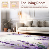 Ultra Soft Area Rug, Non Slip, Stain Resistant, Washable Area Rugs for Living Room, Bedroom, Lavish Watercolor Garden Fusion(Purple)