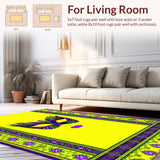 Ultra Soft Area Rug, Non Slip, Stain Resistant, Washable Area Rugs for Living Room, Bedroom, Vibrant Mosaic Masquerade Design(Yellow)
