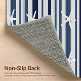 Ultra Soft Area Rug, Non Slip, Stain Resistant, Washable Area Rugs for Living Room, Bedroom, Classic Blue Stripe Nautical Essence(Blue)