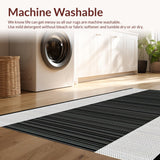 Ultra Soft Area Rug, Non Slip, Stain Resistant, Washable Area Rugs for Living Room, Bedroom, Sleek Earth Tone Linear Patterns(Black)