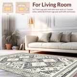 Ultra Soft Area Rug, Non Slip, Stain Resistant, Washable Area Rugs for Living Room, Bedroom, Rustic Ogee Motif Delight(Beige)