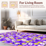 Ultra Soft Area Rug, Non Slip, Stain Resistant, Washable Area Rugs for Living Room, Bedroom, Elegant Textured Petal Arrangement(Purple)