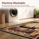 Ultra Soft Area Rug, Non Slip, Stain Resistant, Washable Area Rugs for Living Room, Bedroom, Charming Nautical Catch Design(Beige)