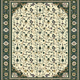 Ultra Soft Area Rug, Non Slip, Stain Resistant, Washable Area Rugs for Living Room, Bedroom, Country Flair Beige & Green Bordered Patio(Ivory)