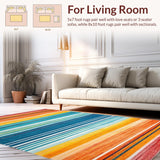 Ultra Soft Area Rug, Non Slip, Stain Resistant, Washable Area Rugs for Living Room, Bedroom, Bold Teal and Orange Swirl(Orange)