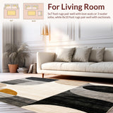 Beige Black Abstract Modern Geometric Circles Area Design(Gray)