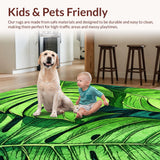 Ultra Soft Area Rug, Non Slip, Stain Resistant, Washable Area Rugs for Living Room, Bedroom, Vibrant Botanical Hallway Rug for Indoor Outdoor Use(Green)