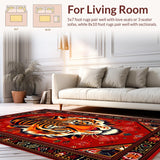 Ultra Soft Area Rug, Non Slip, Stain Resistant, Washable Area Rugs for Living Room, Bedroom, Vibrant Wild Animal Aesthetic(Red)