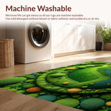 Ultra Soft Area Rug, Non Slip, Stain Resistant, Washable Area Rugs for Living Room, Bedroom, Circular Earth Motif Kids Room Carpet(Green)