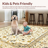 Ultra Soft Area Rug, Non Slip, Stain Resistant, Washable Area Rugs for Living Room, Bedroom, Elegant Speckled Beige Area with Intricate Oushak Floral(Beige)