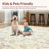 Ultra Soft Area Rug, Non Slip, Stain Resistant, Washable Area Rugs for Living Room, Bedroom, Modern Floral Area Stylish Low Pile(Ivory)
