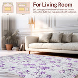 Ultra Soft Area Rug, Non Slip, Stain Resistant, Washable Area Rugs for Living Room, Bedroom, Rustic Light Floral Charm(Purple)