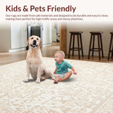 Ultra Soft Area Rug, Non Slip, Stain Resistant, Washable Area Rugs for Living Room, Bedroom, Kitchen Non Slip Boho Runner(Beige)