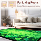 Ultra Soft Area Rug, Non Slip, Stain Resistant, Washable Area Rugs for Living Room, Bedroom, Cozy White and Green Palette(Green)