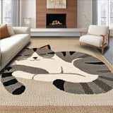 Ultra Soft Area Rug, Non Slip, Stain Resistant, Washable Area Rugs for Living Room, Bedroom, Charming Whimsical Tabby Design(Beige)