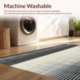 Ultra Soft Area Rug, Non Slip, Stain Resistant, Washable Area Rugs for Living Room, Bedroom, Modern Abstract Black & White Rug:  Woven Design(Black)