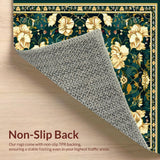 Ultra Soft Area Rug, Non Slip, Stain Resistant, Washable Area Rugs for Living Room, Bedroom, Abstract Boho Floral(Dark Green)