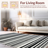 Ultra Soft Area Rug, Non Slip, Stain Resistant, Washable Area Rugs for Living Room, Bedroom, Black and White Striped Rug(Black)