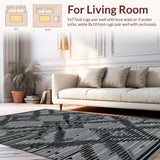 Ultra Soft Area Rug, Non Slip, Stain Resistant, Washable Area Rugs for Living Room, Bedroom, Sleek Geometric Linear Motif(Gray)