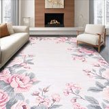 Ultra Soft Area Rug, Non Slip, Stain Resistant, Washable Area Rugs for Living Room, Bedroom, Modern Abstract Flower Fusion(Ivory)