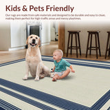 Ultra Soft Area Rug, Non Slip, Stain Resistant, Washable Area Rugs for Living Room, Bedroom, Elegant Striped Nautical Aesthetic(Beige)