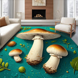 Ultra Soft Area Rug, Non Slip, Stain Resistant, Washable Area Rugs for Living Room, Bedroom, Cushioned Mushroom Pattern Neutral Kitchen Mats(Green)