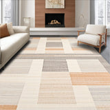 Ultra Soft Area Rug, Non Slip, Stain Resistant, Washable Area Rugs for Living Room, Bedroom, Interwoven Rectangular Panels and Artful Contrast Lines(Beige)