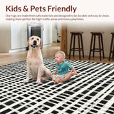 Ultra Soft Area Rug, Non Slip, Stain Resistant, Washable Area Rugs for Living Room, Bedroom, Modern Geometric Rug Black White Design for Use(Black)
