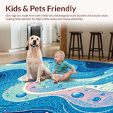 Ultra Soft Area Rug, Non Slip, Stain Resistant, Washable Area Rugs for Living Room, Bedroom, Serene Coastal Bubble Pattern(Blue)