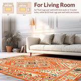 Ultra Soft Area Rug, Non Slip, Stain Resistant, Washable Area Rugs for Living Room, Bedroom, Dynamic Orange Geometric Shapes(Orange)