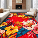 Ultra Soft Area Rug, Non Slip, Stain Resistant, Washable Area Rugs for Living Room, Bedroom, Whimsical Botanical Color Splash(Red)